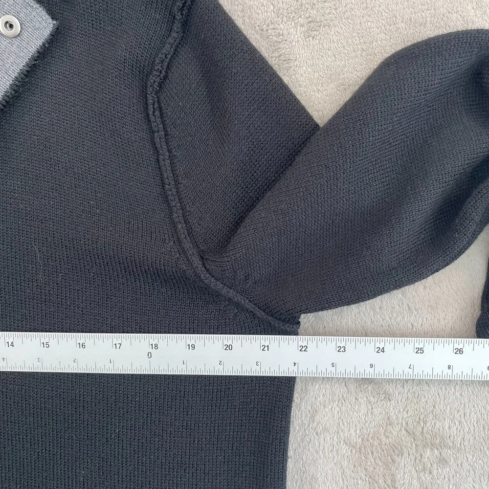 Banana Republic Hooded Henley Sweater Men Large Black Italian Wool Casual NWOT‎